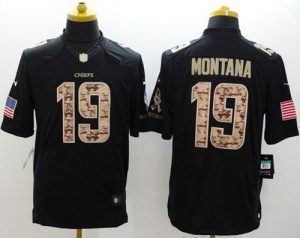 Nike Chiefs #19 Joe Montana Black Men's Stitched NFL Limited Salute to Service Jersey