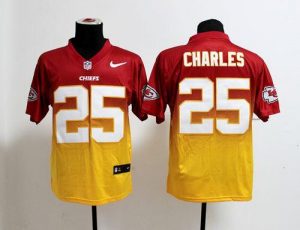 Nike Chiefs #25 Jamaal Charles Red Gold Men's Embroidered NFL Elite Fadeaway Fashion Jersey