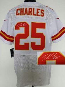 Nike Chiefs #25 Jamaal Charles White Men's Stitched NFL Elite Autographed Jersey
