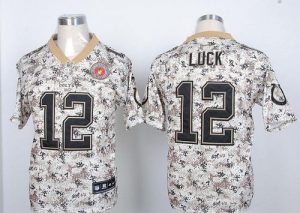 Nike Colts #12 Andrew Luck Camo USMC Men's Embroidered NFL Elite Jersey