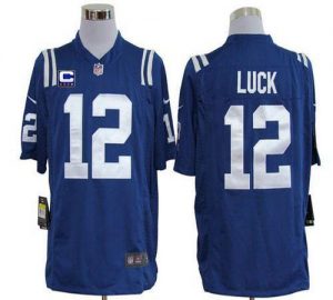 Nike Colts #12 Andrew Luck Royal Blue Team Color With C Patch Men's Embroidered NFL Game Jersey