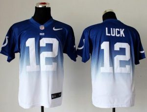 Nike Colts #12 Andrew Luck Royal Blue White Men's Embroidered NFL Elite Fadeaway Fashion Jersey