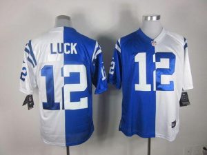 Nike Colts #12 Andrew Luck Royal Blue White Men's Embroidered NFL Elite Split Jersey