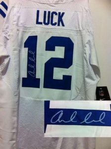 Nike Colts #12 Andrew Luck White Men's Embroidered NFL Elite Autographed Jersey