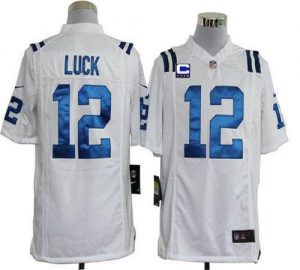 Nike Colts #12 Andrew Luck White With C Patch Men's Embroidered NFL Game Jersey