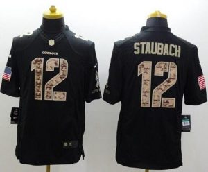 Nike Cowboys #12 Roger Staubach Black Men's Stitched NFL Limited Salute to Service Jersey