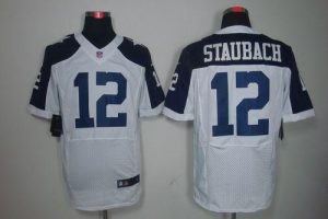 Nike Cowboys #12 Roger Staubach White Thanksgiving Throwback Men's Embroidered NFL Elite Jersey
