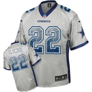 Nike Cowboys #22 Emmitt Smith Grey Men's Embroidered NFL Elite Drift Fashion Jersey