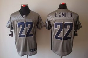 Nike Cowboys #22 Emmitt Smith Grey Shadow Men's Embroidered NFL Elite Jersey