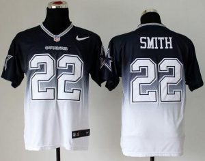 Nike Cowboys #22 Emmitt Smith Navy Blue White Men's Embroidered NFL Elite Fadeaway Fashion Jersey