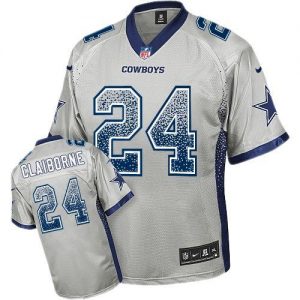 Nike Cowboys #24 Morris Claiborne Grey Men's Embroidered NFL Elite Drift Fashion Jersey