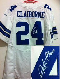 Nike Cowboys #24 Morris Claiborne White Men's Embroidered NFL Elite Autographed Jersey