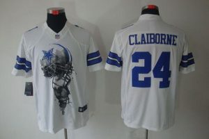 Nike Cowboys #24 Morris Claiborne White Men's Embroidered NFL Helmet Tri-Blend Limited Jersey