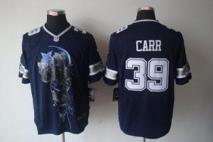 Nike Cowboys #39 Brandon Carr Navy Blue Team Color Men's Embroidered NFL Helmet Tri-Blend Limited Jersey