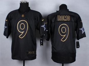 Nike Cowboys #9 Tony Romo Black Men's Stitched NFL Elite Gold No. Fashion Jersey