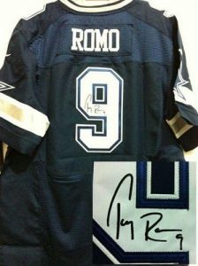 Nike Cowboys #9 Tony Romo Navy Blue Team Color Men's Embroidered NFL Elite Autographed Jersey