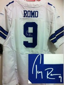 Nike Cowboys #9 Tony Romo White Men's Embroidered NFL Elite Autographed Jersey