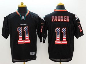 Nike Dolphins #11 DeVante Parker Black Men's Stitched NFL Elite USA Flag Fashion Jersey