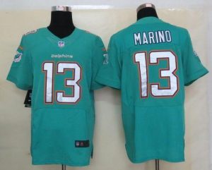 Nike Dolphins #13 Dan Marino Aqua Green Team Color Men's Embroidered NFL Elite Jersey