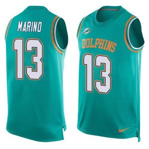 Nike Dolphins #13 Dan Marino Aqua Green Team Color Men's Stitched NFL Limited Tank Top Jersey