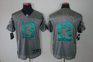 Nike Dolphins #13 Dan Marino Grey Shadow Men's Embroidered NFL Elite Jersey