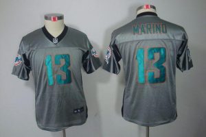 Nike Dolphins #13 Dan Marino Grey Shadow Youth Embroidered NFL Elite Jersey