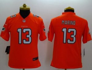 Nike Dolphins #13 Dan Marino Orange Alternate Youth Stitched NFL Limited Jersey