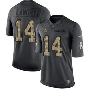 Nike Dolphins #14 Jarvis Landry Black Men's Stitched NFL Limited 2016 Salute to Service Jersey