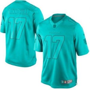 Nike Dolphins #17 Ryan Tannehill Aqua Green Men's Embroidered NFL Drenched Limited Jersey