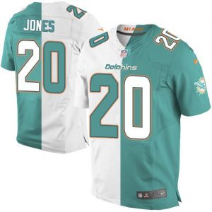 Nike Dolphins #20 Reshad Jones Aqua Green White Men's Stitched NFL Elite Split Jersey