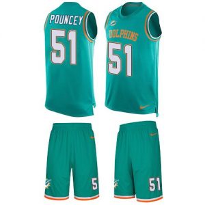 Nike Dolphins #51 Mike Pouncey Aqua Green Team Color Men's Stitched NFL Limited Tank Top Suit Jersey