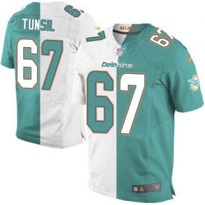 Nike Dolphins #67 Laremy Tunsil Aqua Green White Men's Stitched NFL Elite Split Jersey