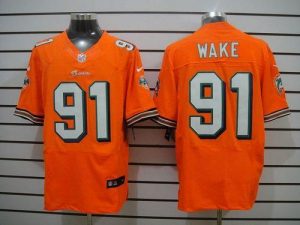 Nike Dolphins #91 Cameron Wake Orange Alternate Men's Embroidered NFL Elite Jersey