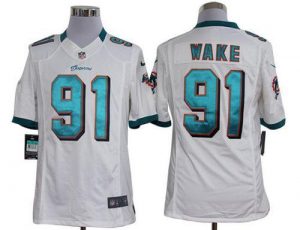 Nike Dolphins #91 Cameron Wake White Men's Embroidered NFL Limited Jersey