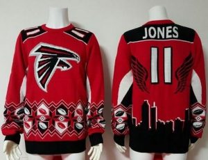 Nike Falcons #11 Julio Jones Red Black Men's Ugly Sweater