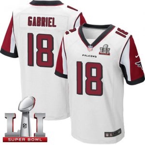 Nike Falcons #18 Taylor Gabriel White Super Bowl LI 51 Men's Stitched NFL Elite Jersey