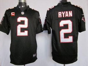 Nike Falcons #2 Matt Ryan Black Alternate With C Patch Men's Embroidered NFL Game Jersey