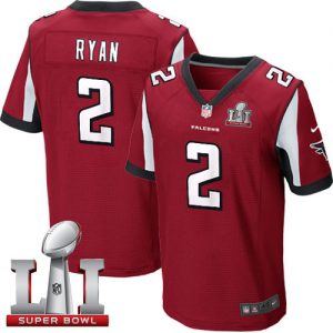 Nike Falcons #2 Matt Ryan Red Team Color Super Bowl LI 51 Men's Stitched NFL Elite Jersey