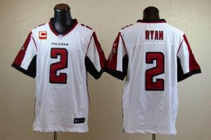 Nike Falcons #2 Matt Ryan White With C Patch Men's Embroidered NFL Elite Jersey