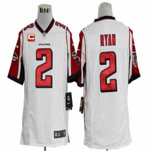 Nike Falcons #2 Matt Ryan White With C Patch Men's Embroidered NFL Game Jersey