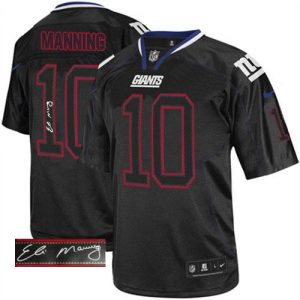 Nike Giants #10 Eli Manning Lights Out Black Men's Embroidered NFL Elite Autographed Jersey