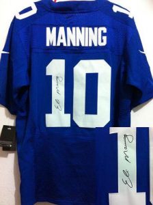 Nike Giants #10 Eli Manning Royal Blue Team Color Men's Embroidered NFL Elite Autographed Jersey