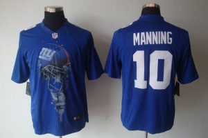 Nike Giants #10 Eli Manning Royal Blue Team Color Men's Embroidered NFL Helmet Tri-Blend Limited Jersey