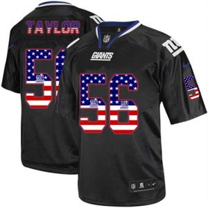 Nike Giants #56 Lawrence Taylor Black Men's Stitched NFL Elite USA Flag Fashion Jersey