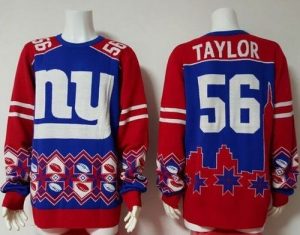 Nike Giants #56 Lawrence Taylor Royal Blue Red Men's Ugly Sweater