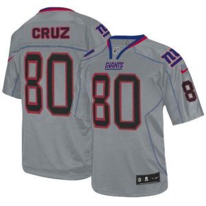Nike Giants #80 Victor Cruz Lights Out Grey Men's Embroidered NFL Elite Jersey