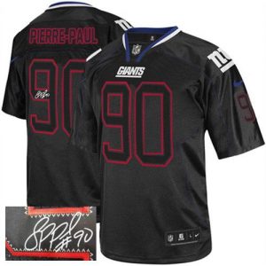 Nike Giants #90 Jason Pierre-Paul Lights Out Black Men's Stitched NFL Elite Autographed Jersey