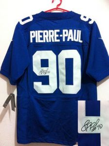 Nike Giants #90 Jason Pierre-Paul Royal Blue Team Color Men's Embroidered NFL Elite Autographed Jersey