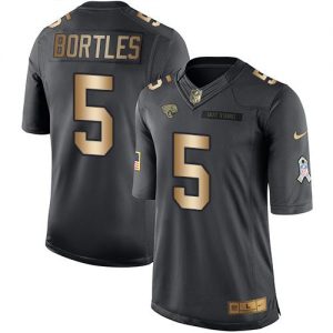 Nike Jaguars #5 Blake Bortles Black Youth Stitched NFL Limited Gold Salute to Service Jersey