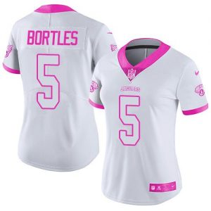 Nike Jaguars #5 Blake Bortles White Pink Women's Stitched NFL Limited Rush Fashion Jersey